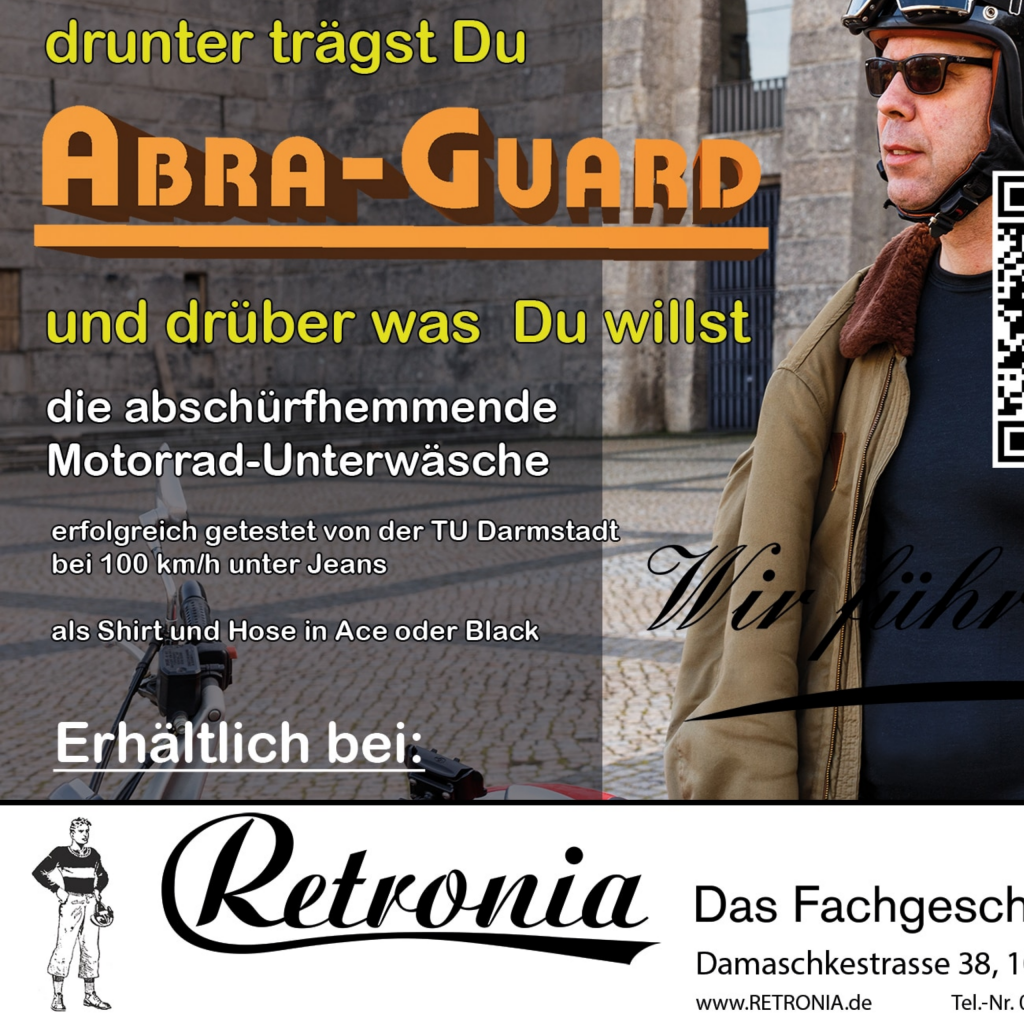 ABRA-GUARD (бельо за мотоциклетисти) Рекламна картичка Ретрония