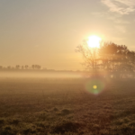 Východ slunce s obláčky mlhy - Falkensee březen 2021