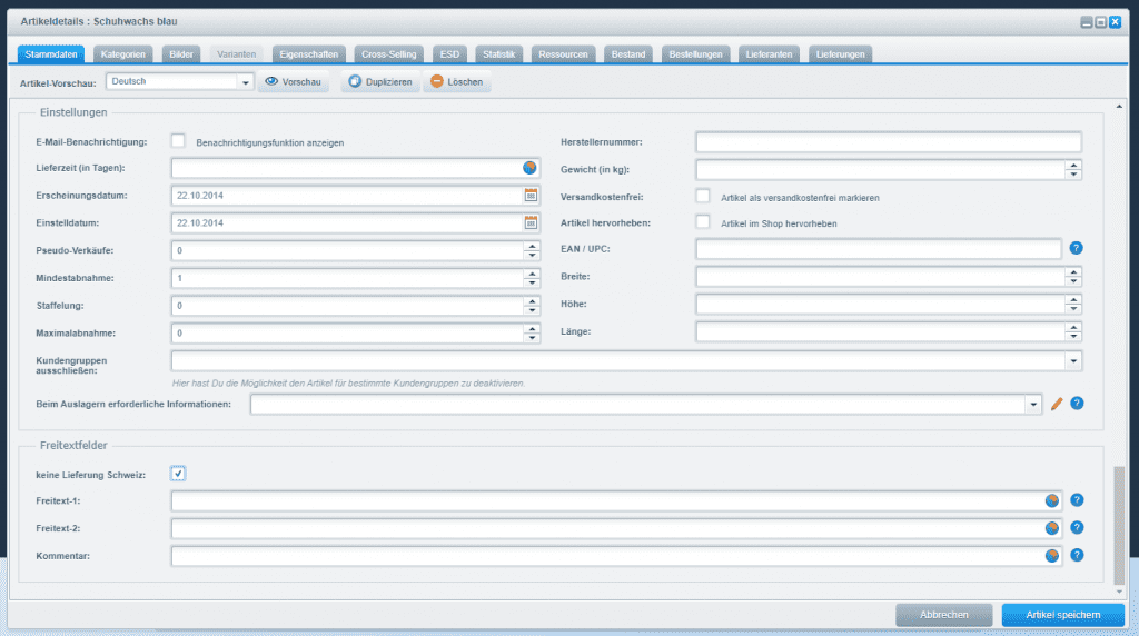 Shopware 5 - nessuna spedizione all'estero per determinati articoli