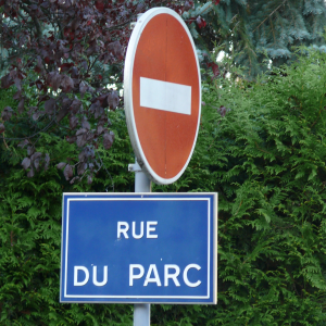 Pouliční značka Rue du parc