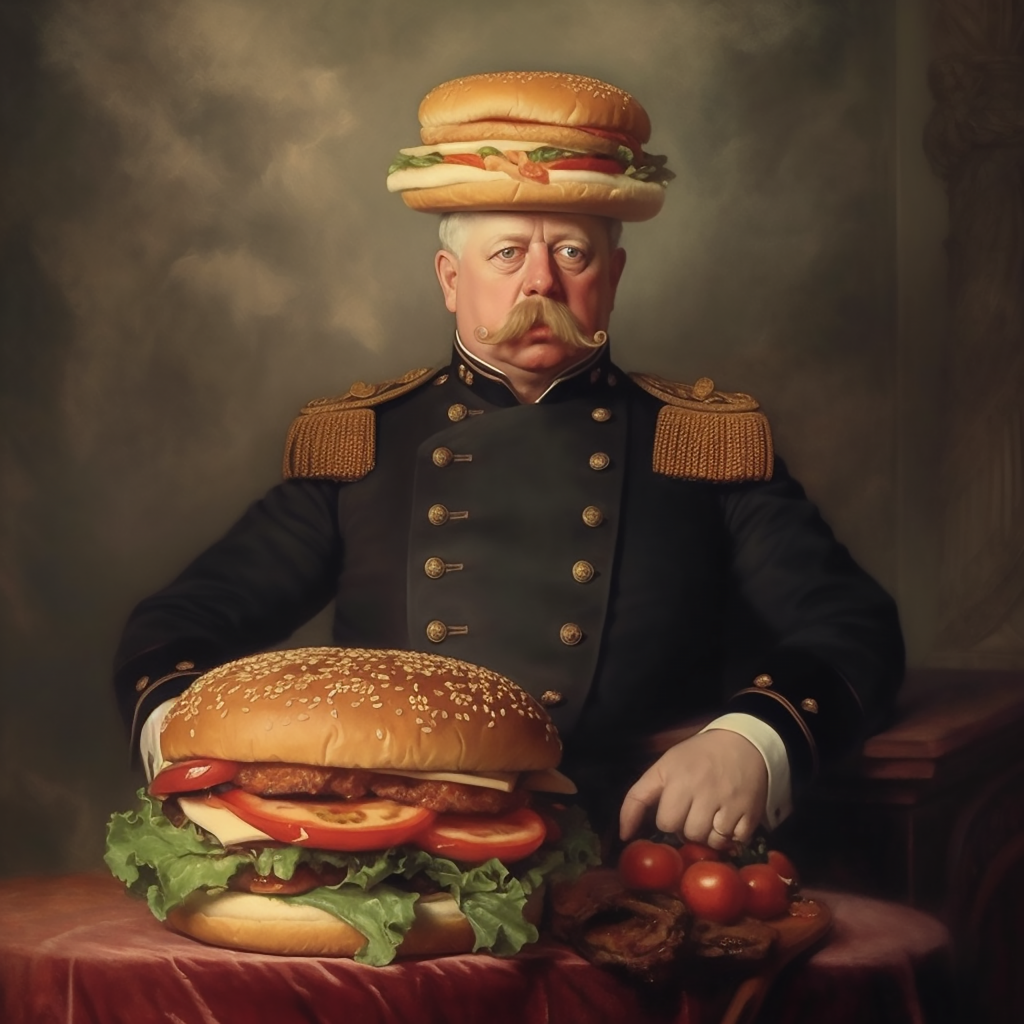 Otto von Bismarck isst einen Burger oder trägt ihn als Hut?