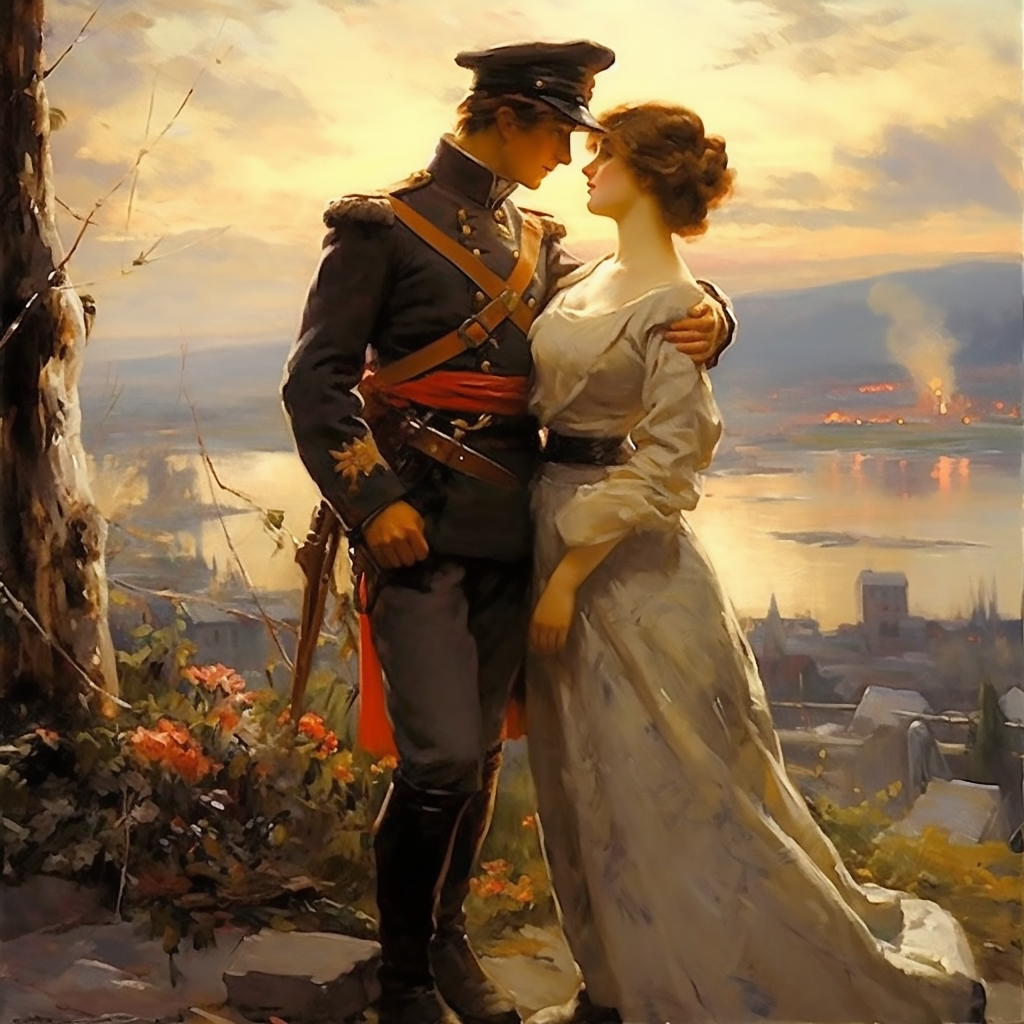 Войникът най-накрая се връща при жена си след дълга раздяла и я прегръща изпълнен с блаженство