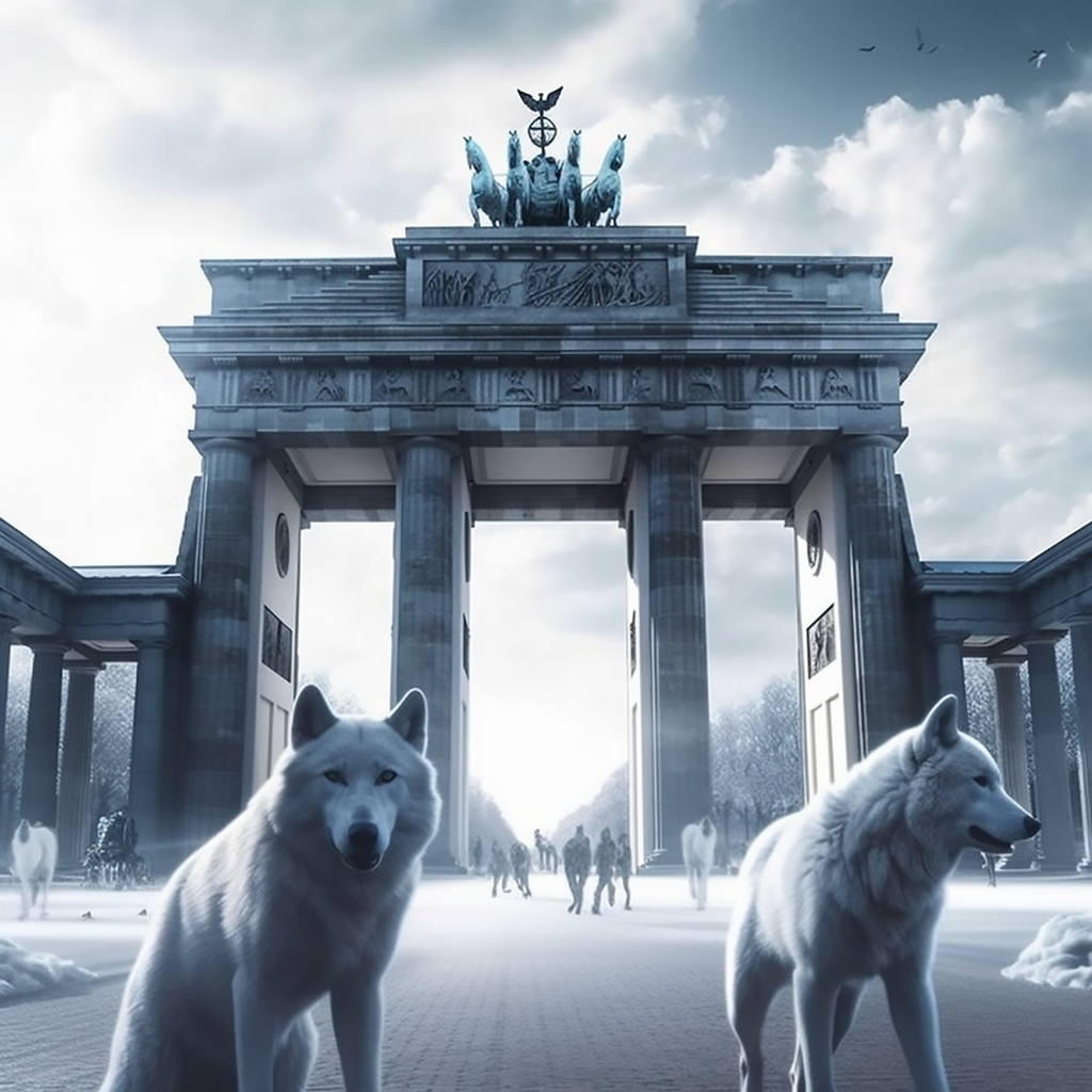 Anmut der Wildnis: Schöne Wölfe erobern das Brandenburger Tor
