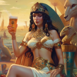 Cleopatra trinkt ein Bier