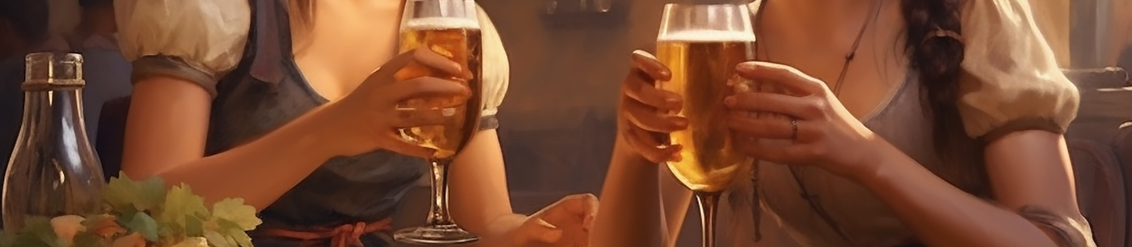 Zwei Frauen trinken gemütlich ihr Bier
