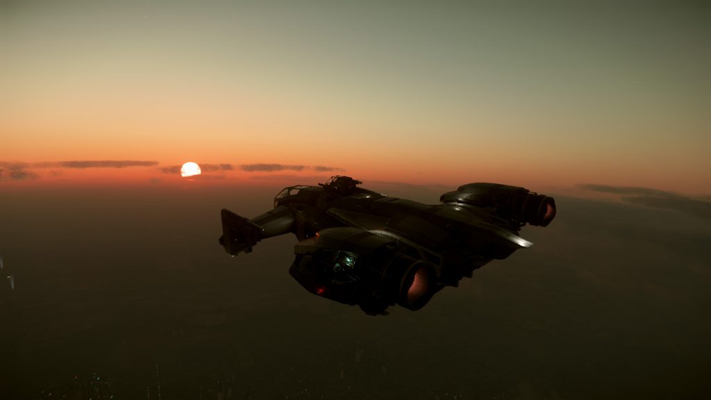 Sonnenaufgang über Area18 (ArcCorp) - Unterwegs mit der Cutlass Black