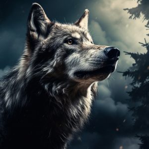 Wolf in het maanlicht