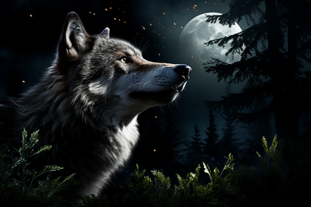 Vlk v měsíčním světle
