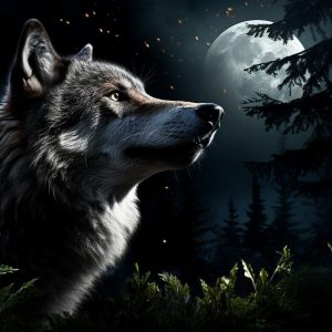 Loup au clair de lune
