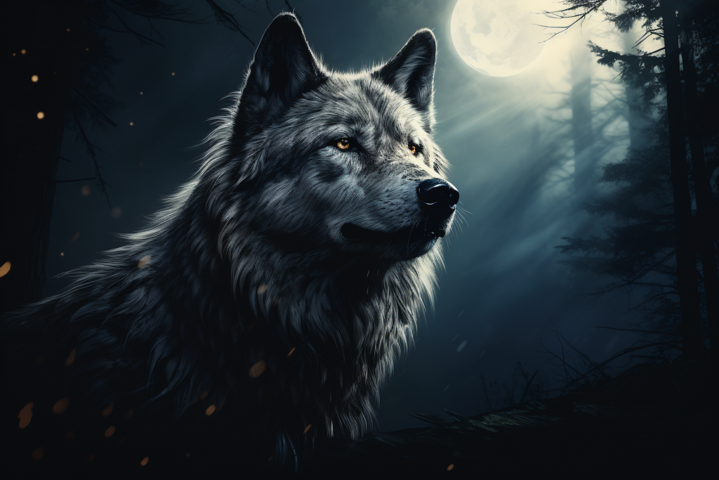 Wolf in the moonlight
