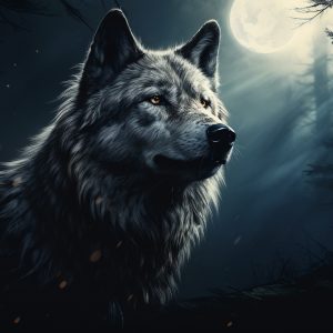 Lobo a la luz de la luna