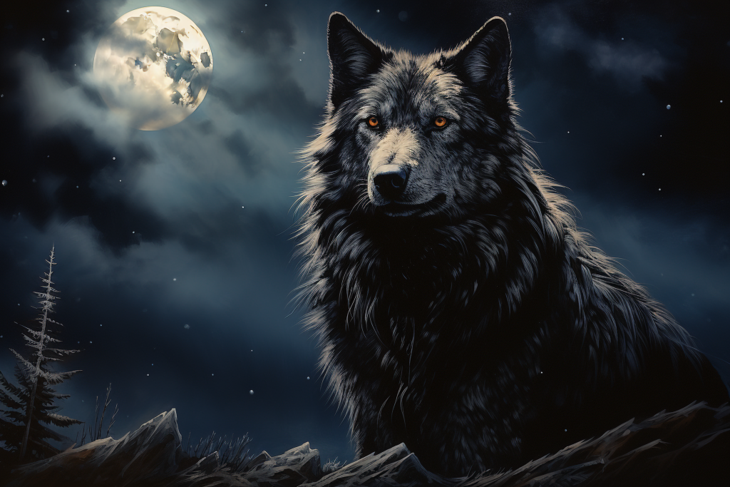 Wolf im Schein des Mondes