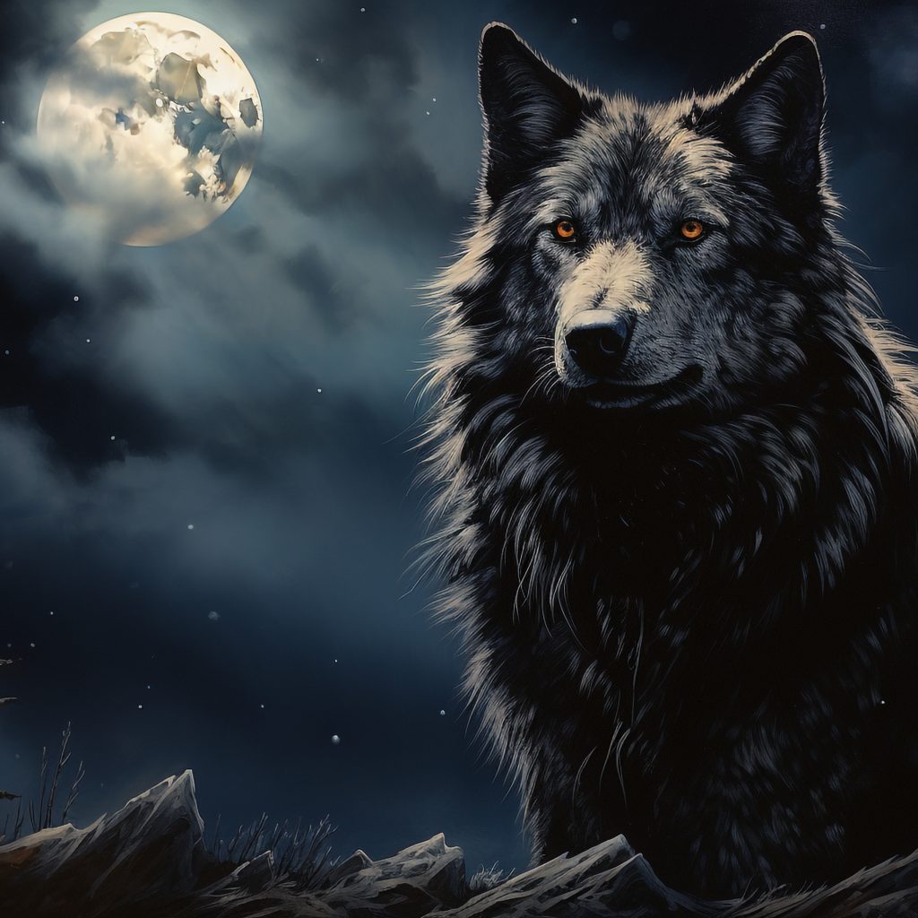 Wolf im Schein des Mondes