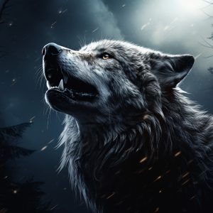 Loup au clair de lune