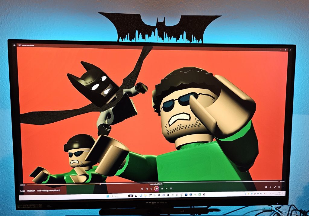 Batman-logo op mijn monitor